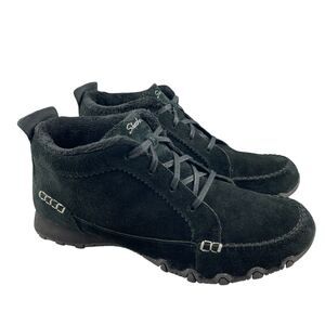 Skechers Bikers‎ Lineage Chukka Boots 9 Wide Black Suede Faux Fur Memory Foam